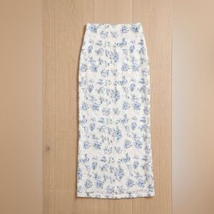 Hello Molly White Pencil Skirt with Light Blue Floral Lace